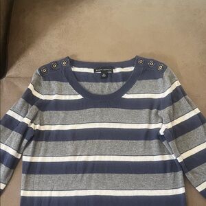 Banana Republic Navy and Gray Striped Sweater